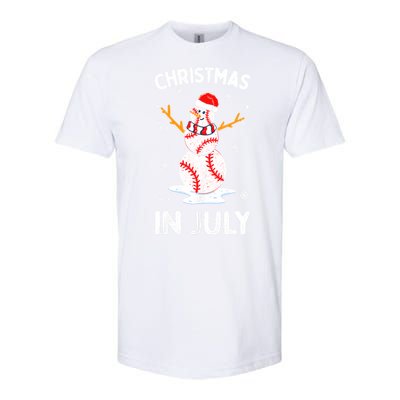 Christmas In July Funny Baseball Snowman Softstyle CVC T-Shirt