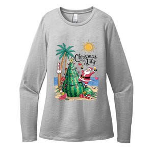 Christmas In July Watermelon Xmas Tree Santa Beach Summer Womens CVC Long Sleeve Shirt