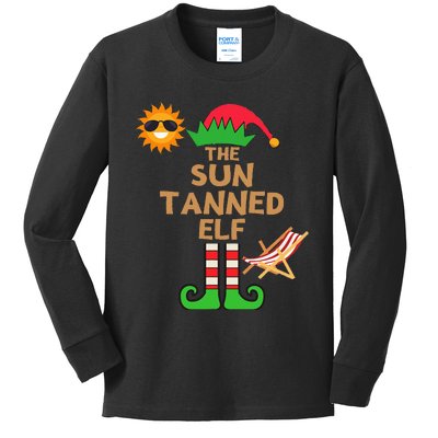 Christmas In July Sun Tanned Elf Summer Beach Vacation Party Kids Long Sleeve Shirt