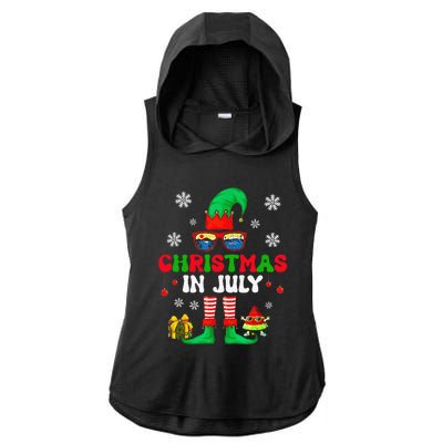 Christmas In July Elf Summer Beach Family Matching Squad Ladies PosiCharge Tri-Blend Wicking Draft Hoodie Tank