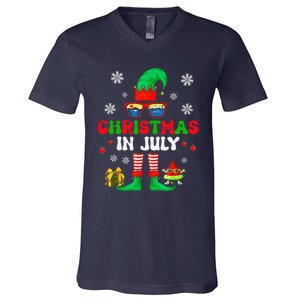 Christmas In July Elf Summer Beach Family Matching Squad V-Neck T-Shirt