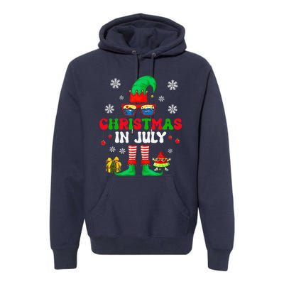 Christmas In July Elf Summer Beach Family Matching Squad Premium Hoodie