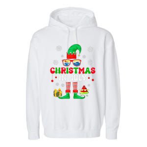 Christmas In July Elf Summer Beach Family Matching Squad Garment-Dyed Fleece Hoodie