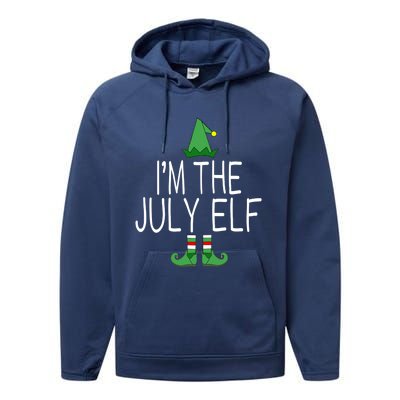 Christmas In July Matching Family Funny I'm The July Elf Performance Fleece Hoodie