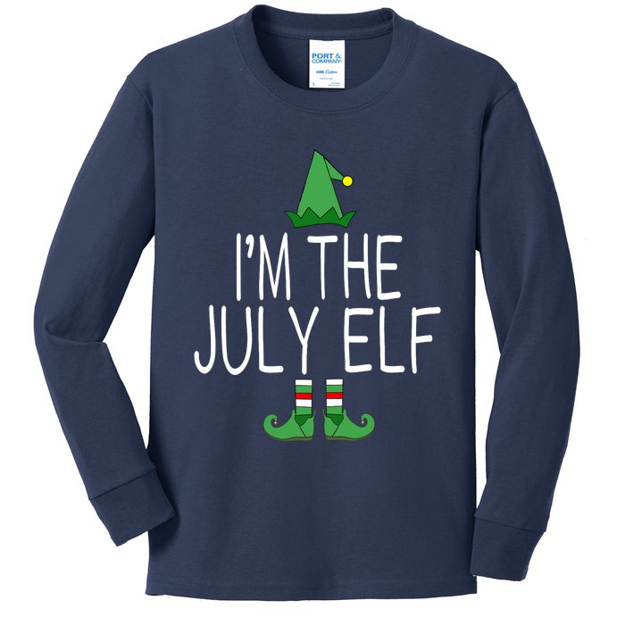 Christmas In July Matching Family Funny I'm The July Elf Kids Long Sleeve Shirt