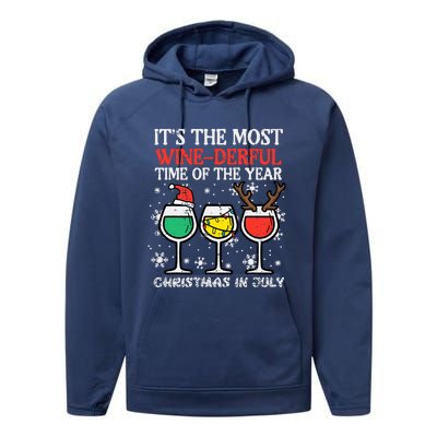 Christmas In July Most Winederful Time Funny Xmas Performance Fleece Hoodie