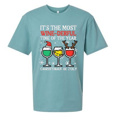 Christmas In July Most Winederful Time Funny Xmas Sueded Cloud Jersey T-Shirt