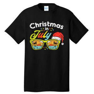 Christmas In July Sunglasses Santa Beach Summer Summer Xmas Tall T-Shirt