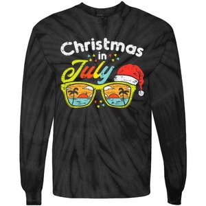 Christmas In July Sunglasses Santa Beach Summer Summer Xmas Tie-Dye Long Sleeve Shirt