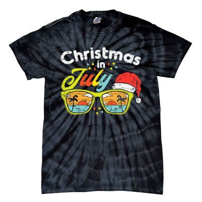 Christmas In July Sunglasses Santa Beach Summer Summer Xmas Tie-Dye T-Shirt