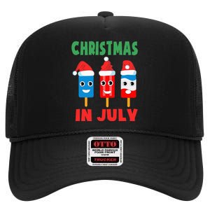 Christmas In July Ice Pops In Santa Hat High Crown Mesh Back Trucker Hat