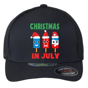 Christmas In July Ice Pops In Santa Hat Flexfit Unipanel Trucker Cap