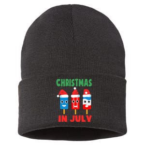 Christmas In July Ice Pops In Santa Hat Sustainable Knit Beanie