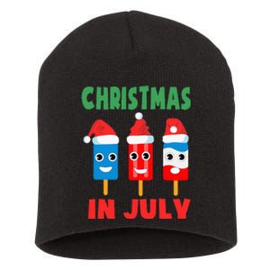 Christmas In July Ice Pops In Santa Hat Short Acrylic Beanie