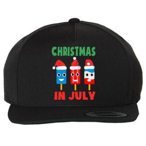 Christmas In July Ice Pops In Santa Hat Wool Snapback Cap