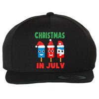 Christmas In July Ice Pops In Santa Hat Wool Snapback Cap