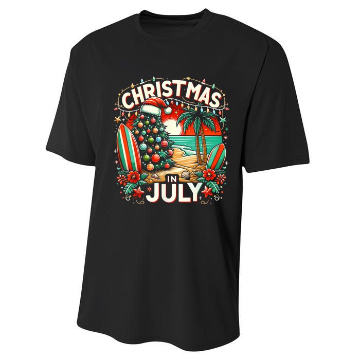 Christmas In July Summer Beach Vacation Xmas Performance Sprint T-Shirt