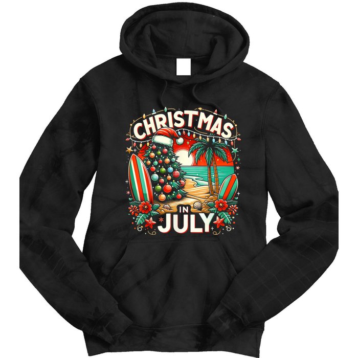 Christmas In July Summer Beach Vacation Xmas Tie Dye Hoodie