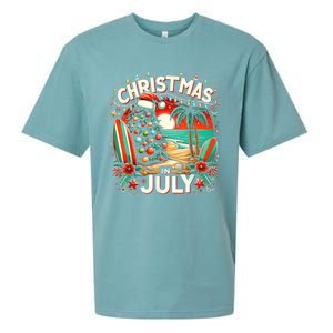 Christmas In July Summer Beach Vacation Xmas Sueded Cloud Jersey T-Shirt