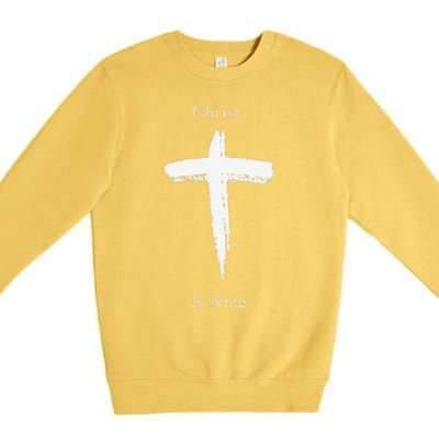 Christ Is King Jesus Christ Christian Usa Cross Premium Crewneck Sweatshirt