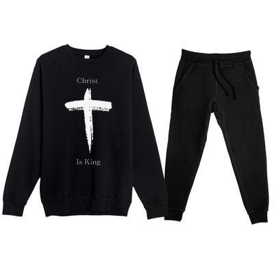 Christ Is King Jesus Christ Christian Usa Cross Premium Crewneck Sweatsuit Set