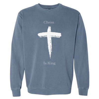 Christ Is King Jesus Christ Christian Usa Cross Garment-Dyed Sweatshirt