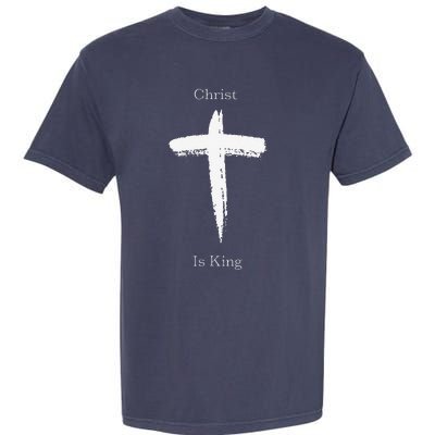 Christ Is King Jesus Christ Christian Usa Cross Garment-Dyed Heavyweight T-Shirt