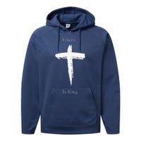 Christ Is King Jesus Christ Christian Usa Cross Performance Fleece Hoodie