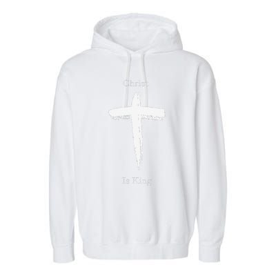 Christ Is King Jesus Christ Christian Usa Cross Garment-Dyed Fleece Hoodie