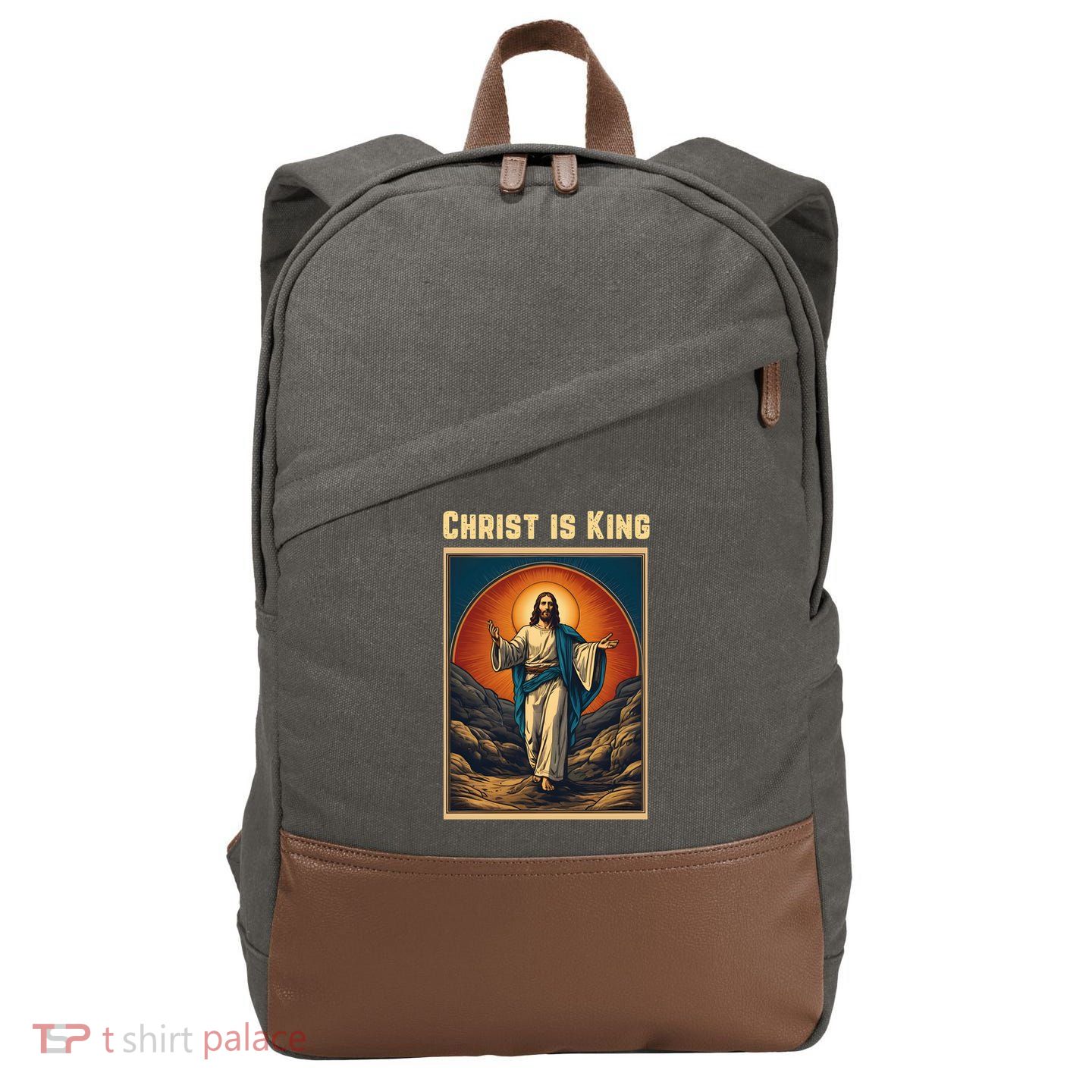 Christ is King Christian Easter Cotton Canvas Backpack