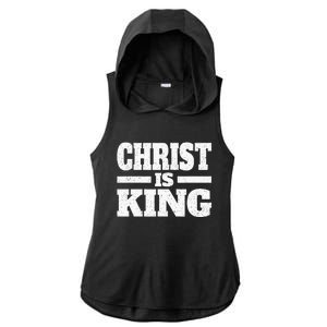 Christ Is King Jesus Is King Christian Faith Ladies PosiCharge Tri-Blend Wicking Draft Hoodie Tank