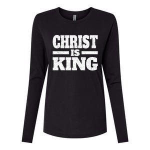 Christ Is King Jesus Is King Christian Faith Womens Cotton Relaxed Long Sleeve T-Shirt