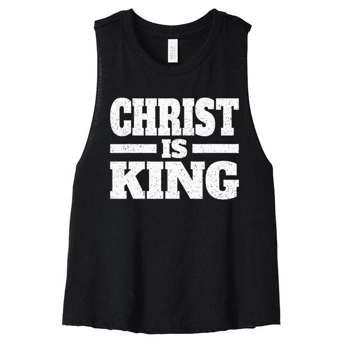 Christ Is King Jesus Is King Christian Faith Women's Racerback Cropped Tank