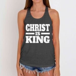 Christ Is King Jesus Is King Christian Faith Women's Knotted Racerback Tank