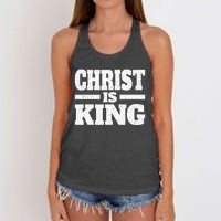 Christ Is King Jesus Is King Christian Faith Women's Knotted Racerback Tank