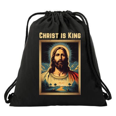 Christ is King Christian Easter Drawstring Bag