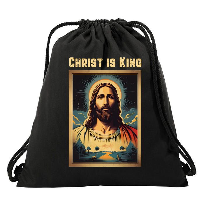 Christ is King Christian Easter Drawstring Bag