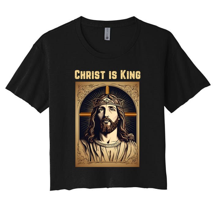 Christ is King Christian Easter Women's Crop Top Tee