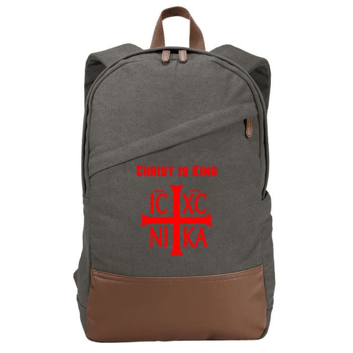 Christ is King Christian Easter Orthodox Catholic Cross Cotton Canvas Backpack