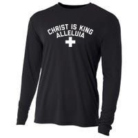 Christ Is King Alleluia Funny Christian Cooling Performance Long Sleeve Crew