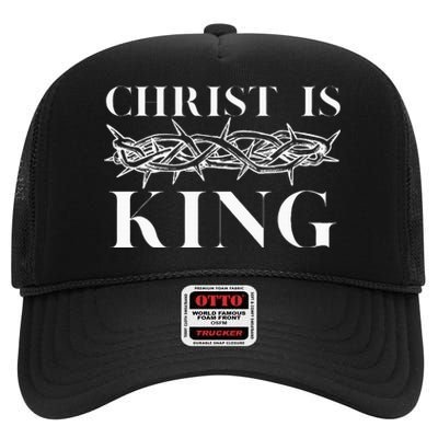 Christ Is King Christian Crown Of Thorns Christ Is King High Crown Mesh Back Trucker Hat