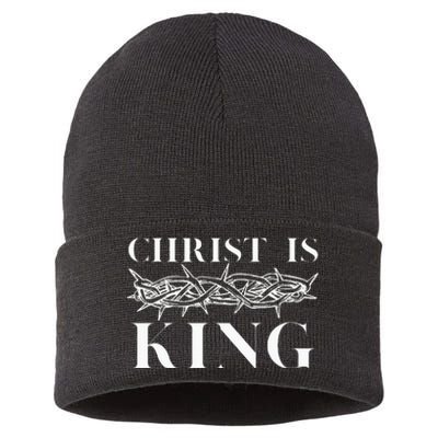 Christ Is King Christian Crown Of Thorns Christ Is King Sustainable Knit Beanie