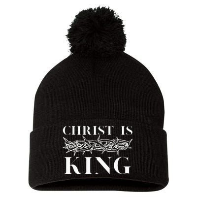 Christ Is King Christian Crown Of Thorns Christ Is King Pom Pom 12in Knit Beanie