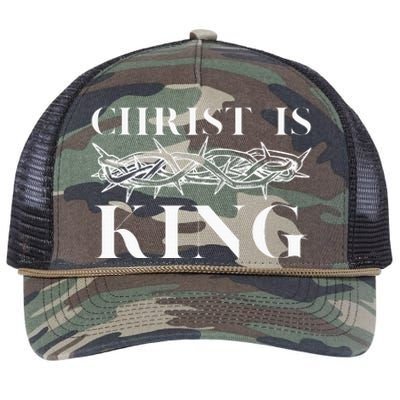 Christ Is King Christian Crown Of Thorns Christ Is King Retro Rope Trucker Hat Cap