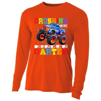 Crushing Into Kindergarten Tee Monster Truck Back To School Cooling Performance Long Sleeve Crew