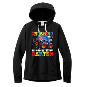 Crushing Into Kindergarten Tee Monster Truck Back To School Women's Fleece Hoodie