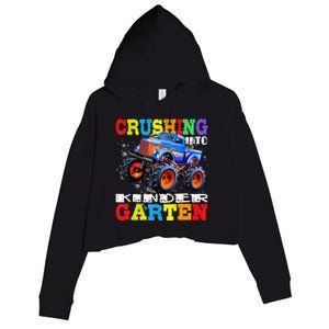 Crushing Into Kindergarten Tee Monster Truck Back To School Crop Fleece Hoodie