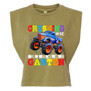 Crushing Into Kindergarten Tee Monster Truck Back To School Garment-Dyed Women's Muscle Tee