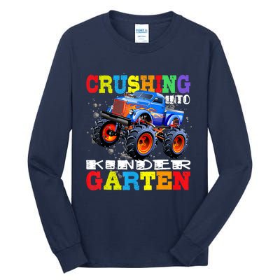 Crushing Into Kindergarten Tee Monster Truck Back To School Tall Long Sleeve T-Shirt