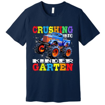 Crushing Into Kindergarten Tee Monster Truck Back To School Premium T-Shirt